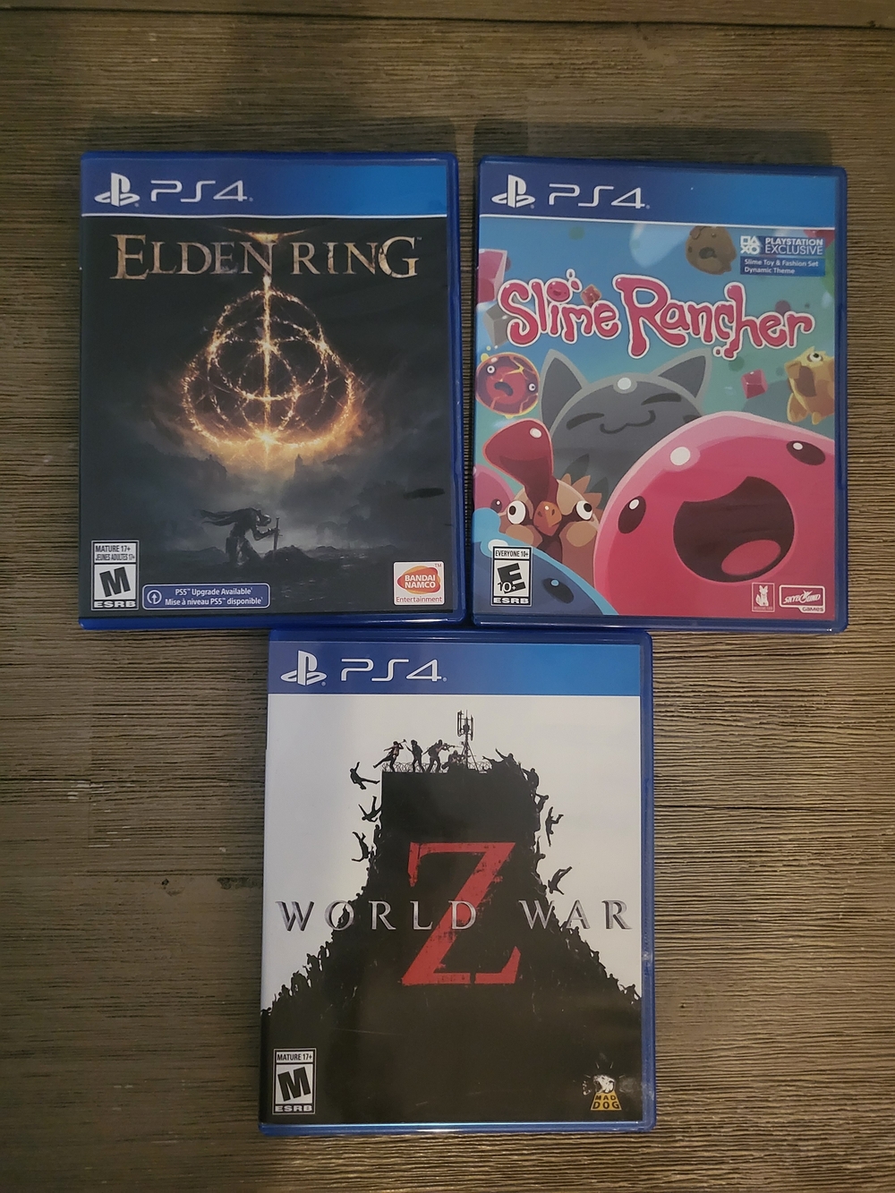 PS4 3-Game Bundle Lot - Elden Ring, Slime Rancher, World War Z